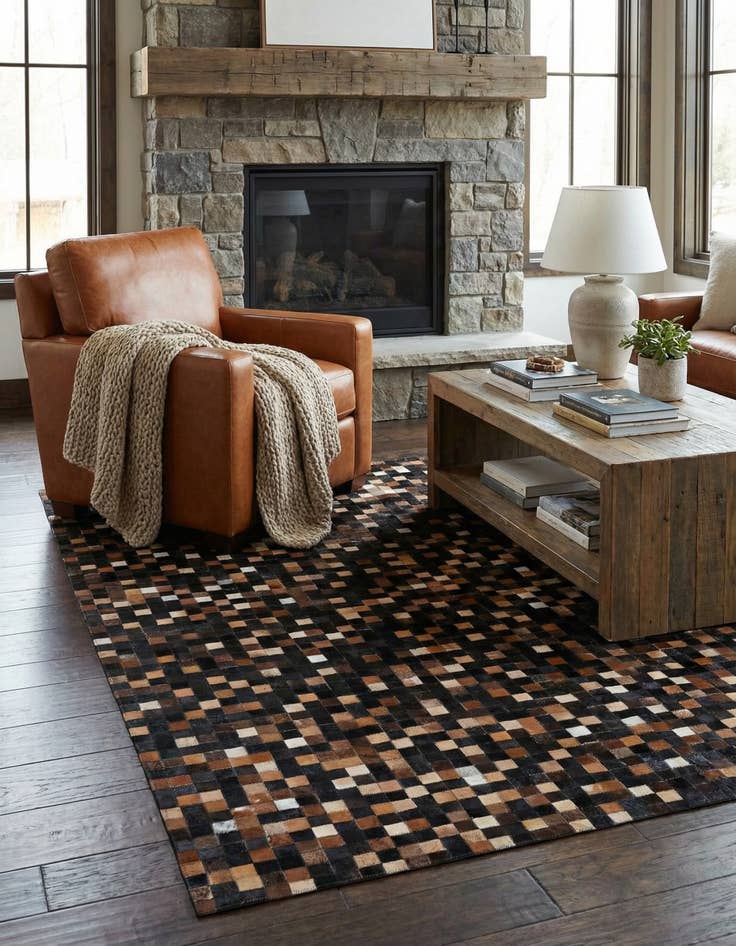 Detail image of 5' 1 x 7' 10 Cowhide Leather Rug