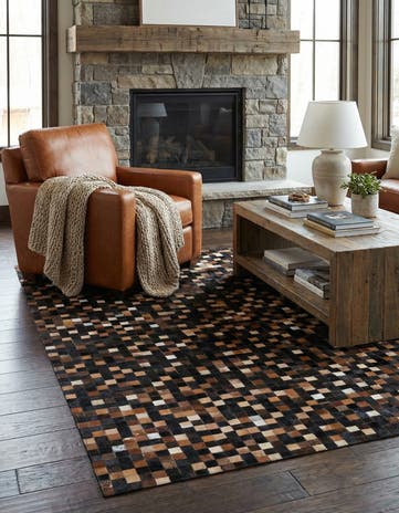 5' 1 x 7' 10 Cowhide Leather Rug
