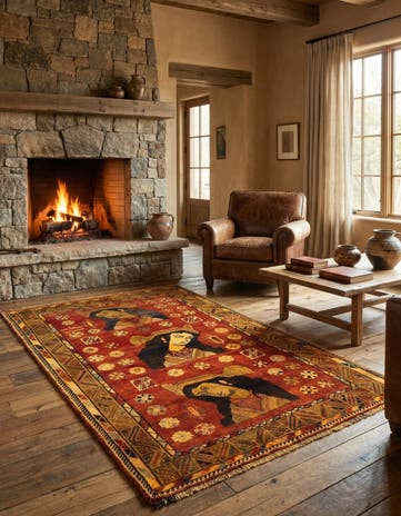 4' 11 x 8' Gabbeh Wool Rug
