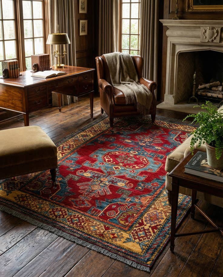 Detail image of 5' 1 x 7' 4 Hand Knotted Kazak Wool Rug