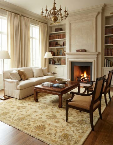 7' x 9' 5 Hand Knotted Peshawar Ziegler Rug