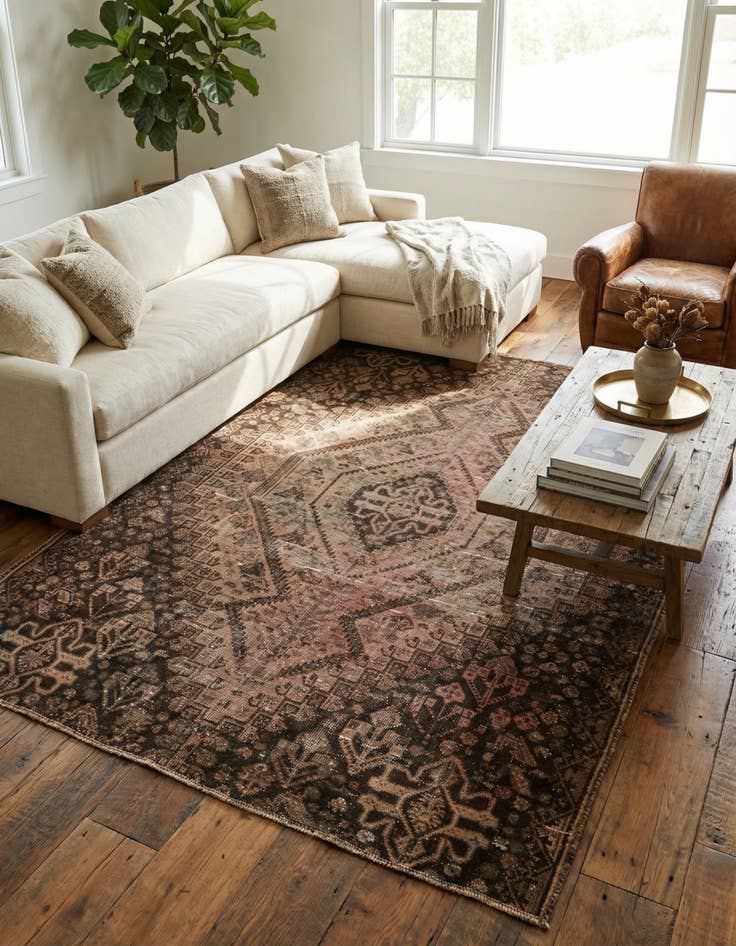 Detail image of  5' 10 x 8' 6  Hand Knotted Ultra Vintage Persian Wool Rug