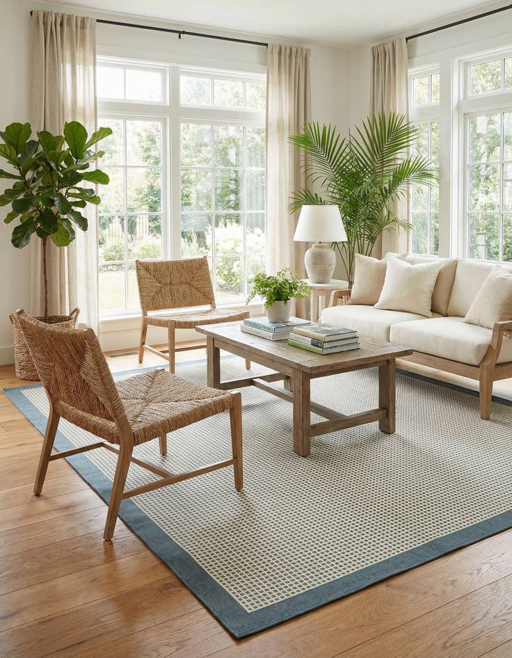 Detail image of 10' x 10'  Washable Border Indoor / Outdoor Square Rug