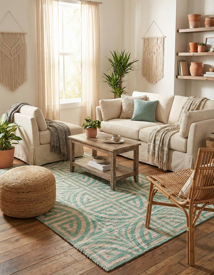 Detail image of 5' 1 x 8'  Hand Woven Chenille Jute Rug