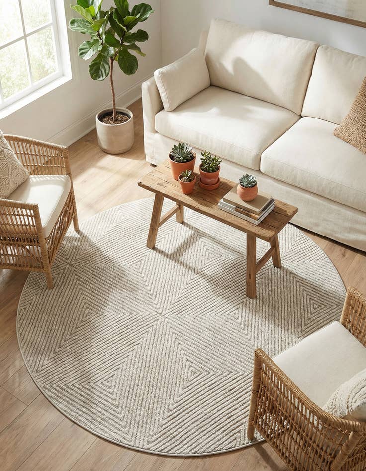 Detail image of  5' x 5'  Washable Sabrina Soto Indoor / Outdoor Round Rug