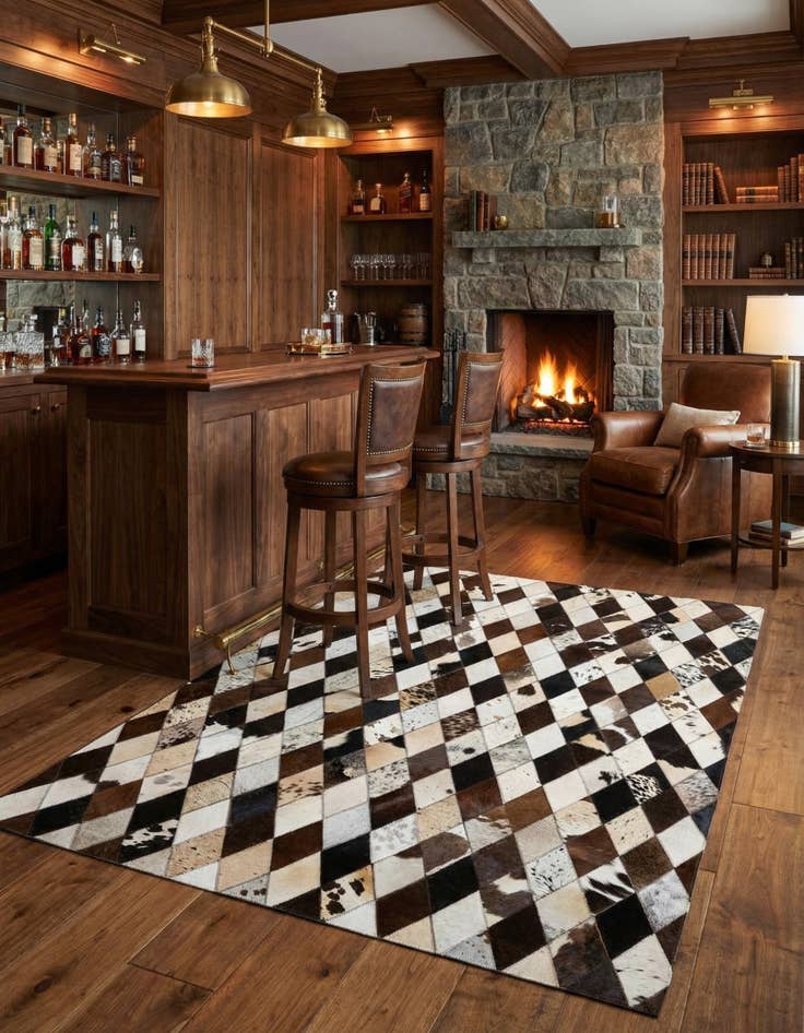 Detail image of 4' 1 x 5' 10 Cowhide Stocks Rug