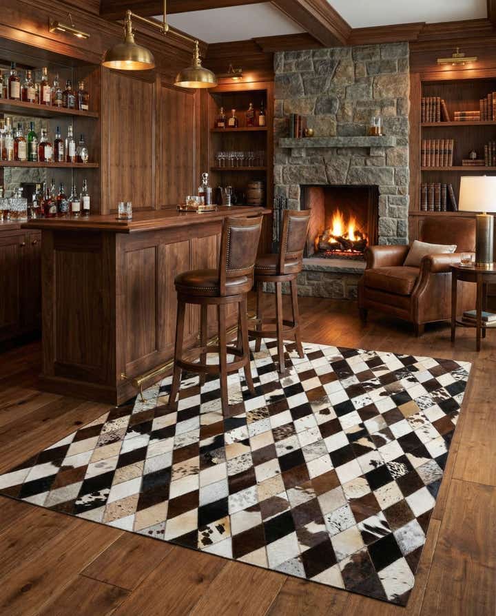 4' 1 x 5' 10 Cowhide Stocks Rug