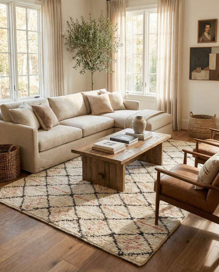 6' x 9' 4 Hand Knotted Moroccan Wool Rug