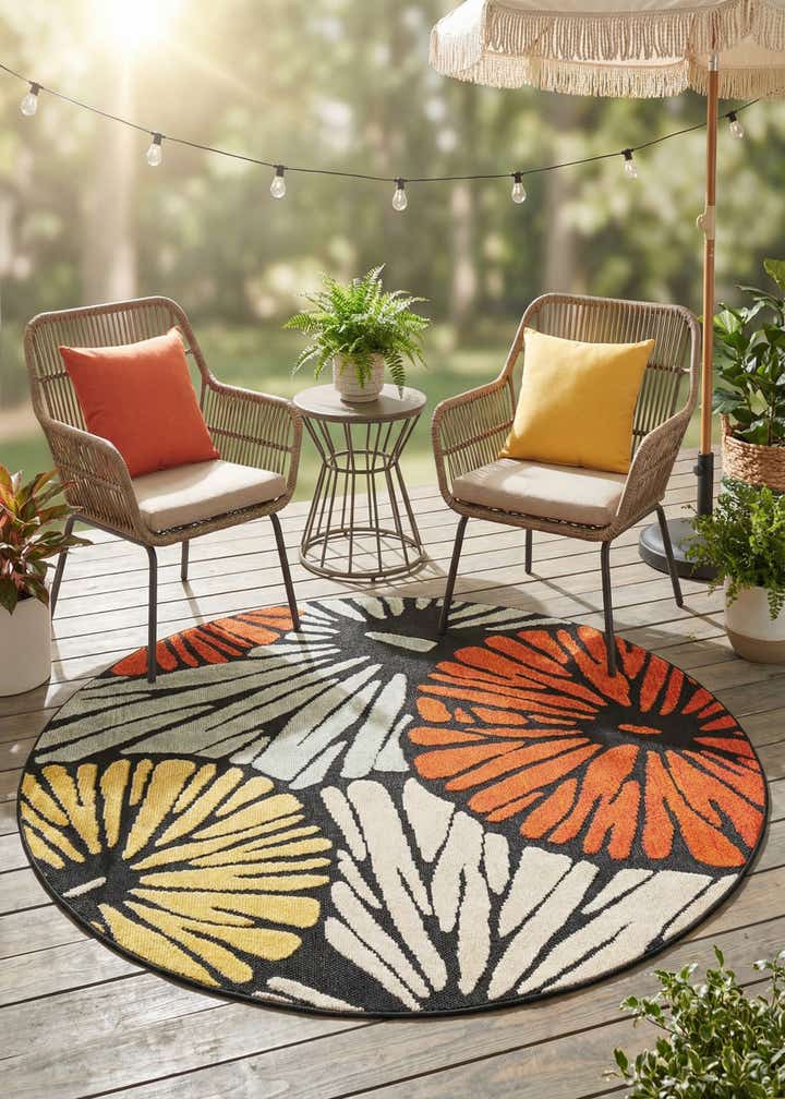 6' x 6' Easy-Clean Casablanca Indoor / Outdoor Round Rug