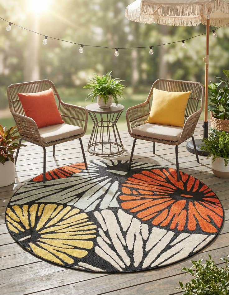 Detail image of 6' x 6'  Washable Casablanca Indoor / Outdoor Round Rug