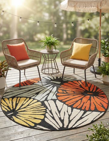 6' x 6' Easy-Clean Casablanca Indoor / Outdoor Round Rug
