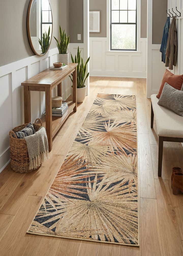 2' 7 x 12' Easy-Clean Botanical Indoor / Outdoor Runner Rug