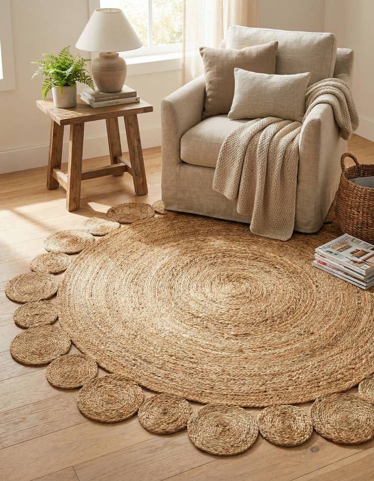 Detail image of  6' 1 x 6' 1  Hand Braided Jute Round Rug