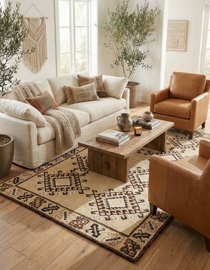 Detail image of 5' 1 x 8' 10  Hand Knotted Moroccan Wool Rug