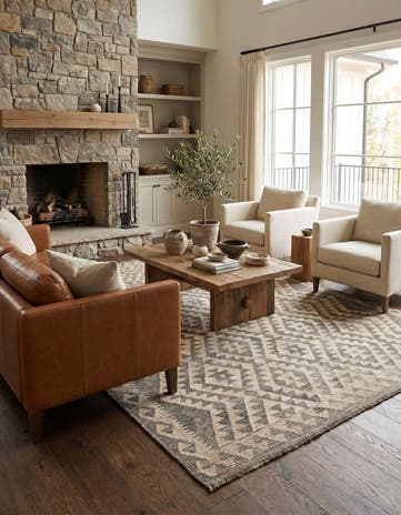 5' 3 x 6' 7 Hand Woven Kilim Maymana Wool Rug