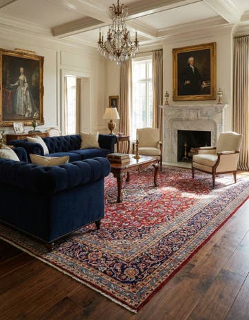 9' 7 x 13' 5 Hand Knotted Kashan Persian Wool Rug