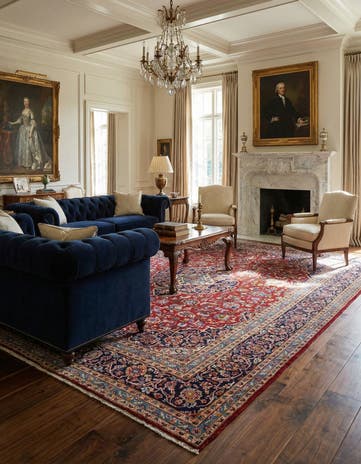 9' 7 x 13' 5 Hand Knotted Kashan Persian Wool Rug
