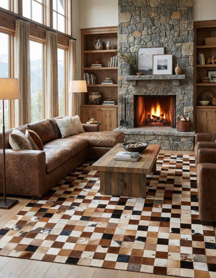 Detail image of 5' x 8' 1 Cowhide Leather Rug