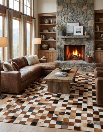5' x 8' 1 Cowhide Leather Rug