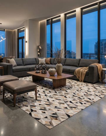 8' x 9' 9 Cowhide Leather Rug