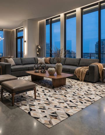 8' x 9' 9 Cowhide Leather Rug