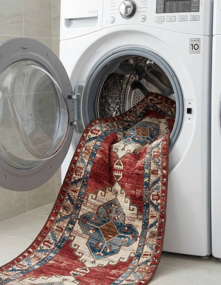 Detail image of 2' 7 x 12'  Washable Traditional Indoor / Outdoor Runner Rug