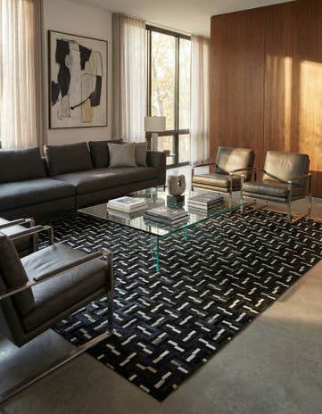 8' 2 x 10' 1 Cowhide Leather Rug