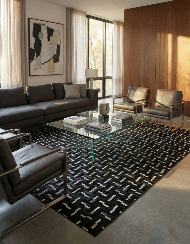 Detail image of  8' 2 x 10' 1 Cowhide Leather Rug