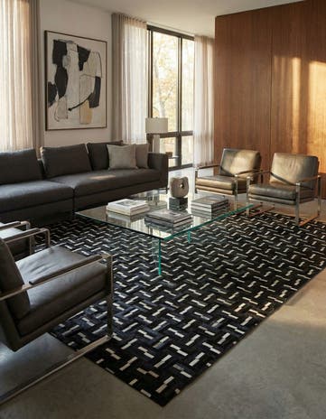 8' 2 x 10' 1 Cowhide Leather Rug