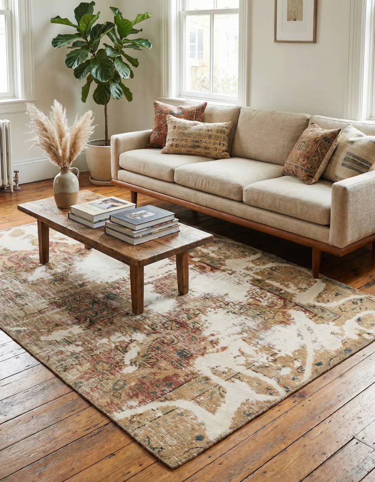 Detail image of 4' x 6'  Hand Knotted Ultra Vintage Persian Wool Rug