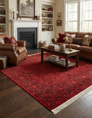 Red Bokhara Square Rug
