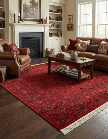 Red Bokhara Square Rug