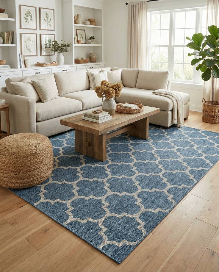 Detail image of 7' 10 x 11' Easy-Clean Lattice Indoor / Outdoor Rug