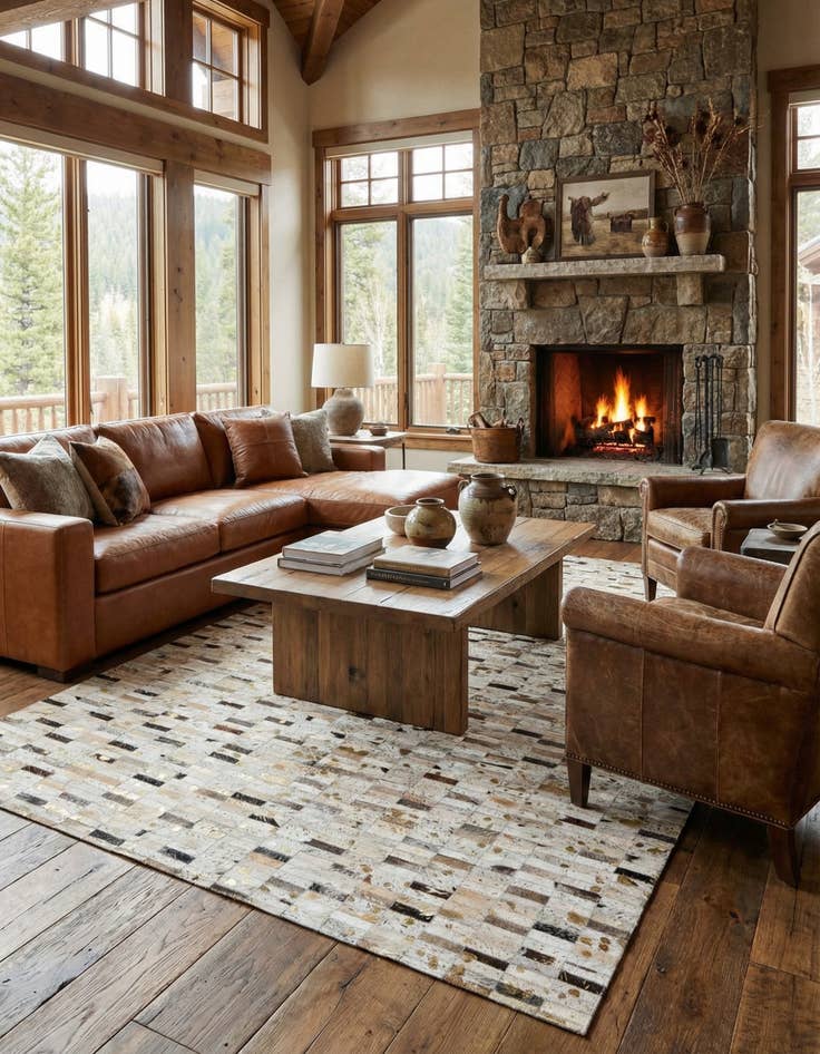 Detail image of 5' 2 x 7' 11 Cowhide Stocks Rug