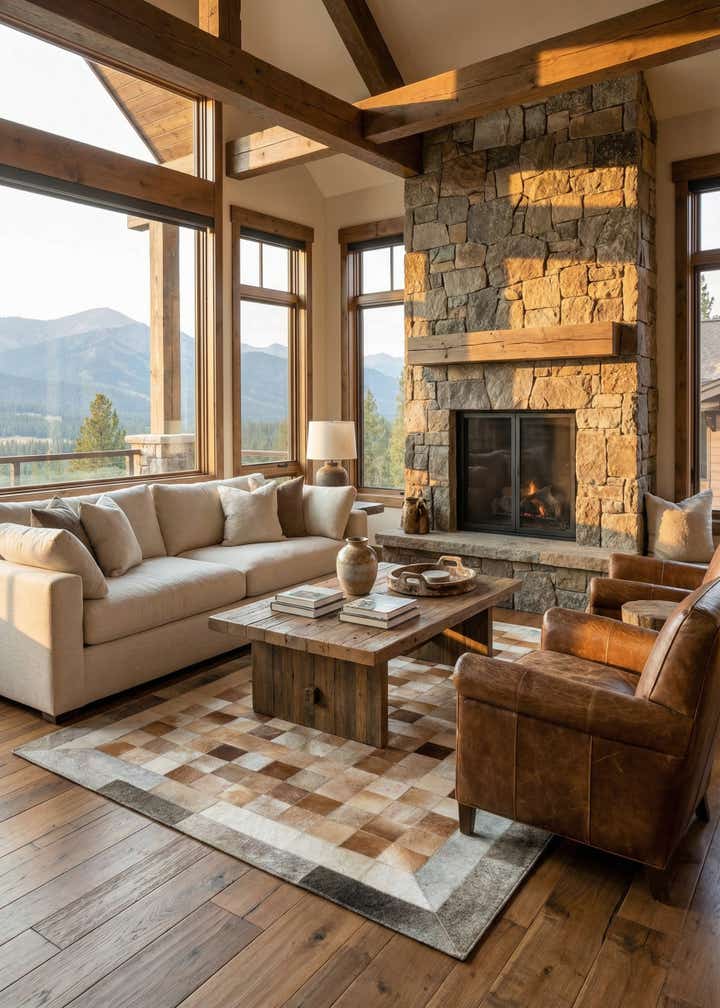 4' 10 x 7' 8 Cowhide Leather Rug