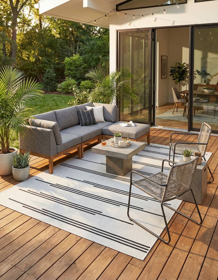 Detail image of 9' x 12' Easy-Clean Modern Indoor / Outdoor Rug