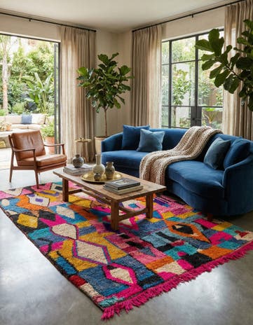 6' 5 x 9' 3 Hand Knotted Moroccan Wool Rug