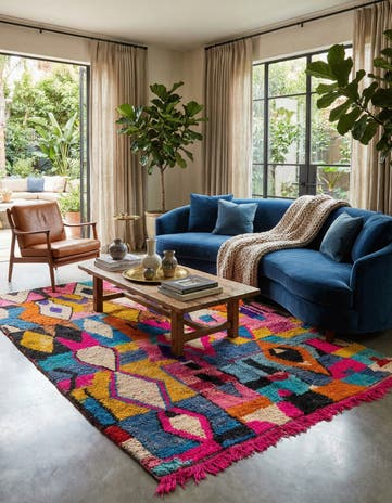 6' 5 x 9' 3 Hand Knotted Moroccan Wool Rug