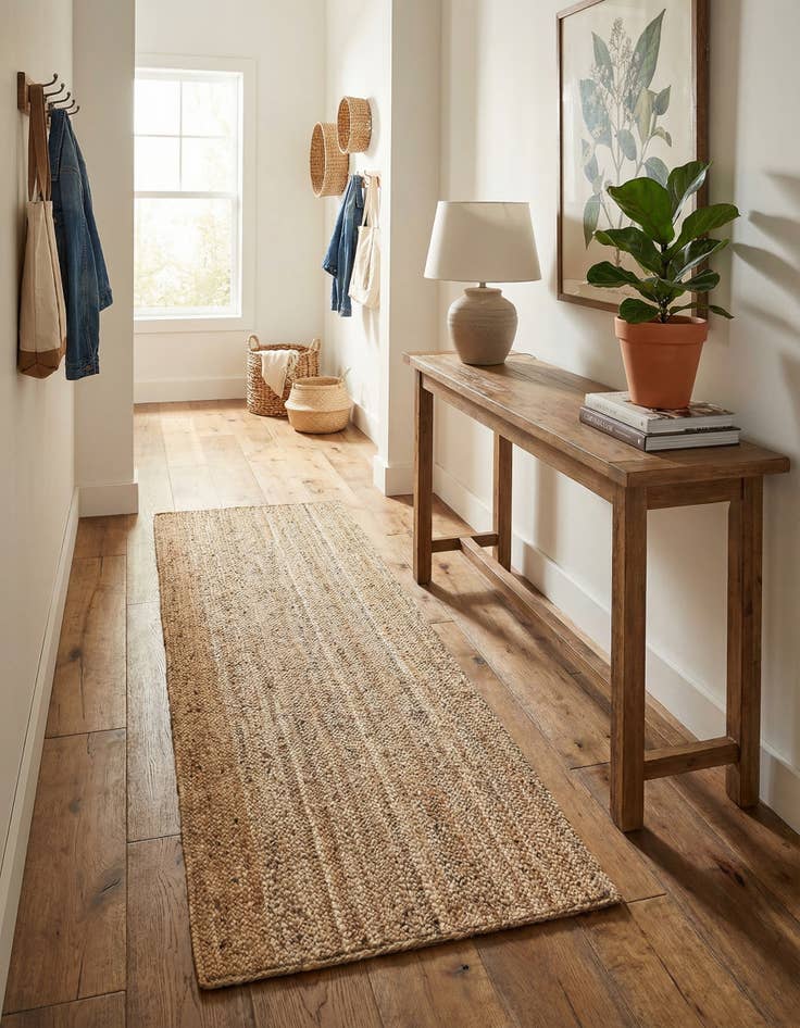 Detail image of  2' 8 x 8' 10  Hand Braided Jute Runner Rug