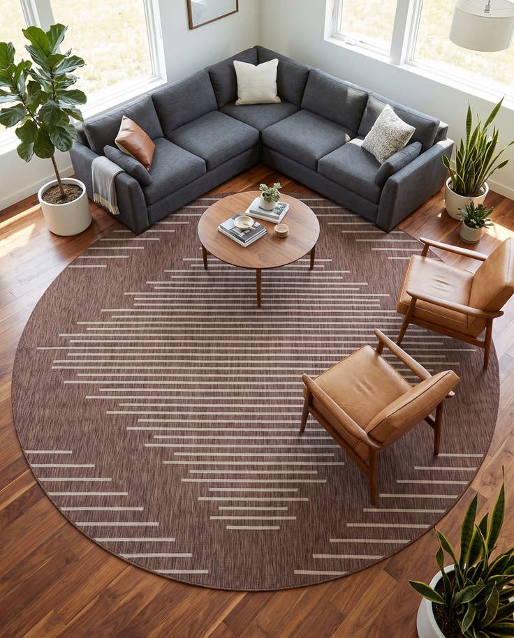 Detail image of 10' 8 x 10' 8 Easy-Clean Modern Indoor / Outdoor Round Rug