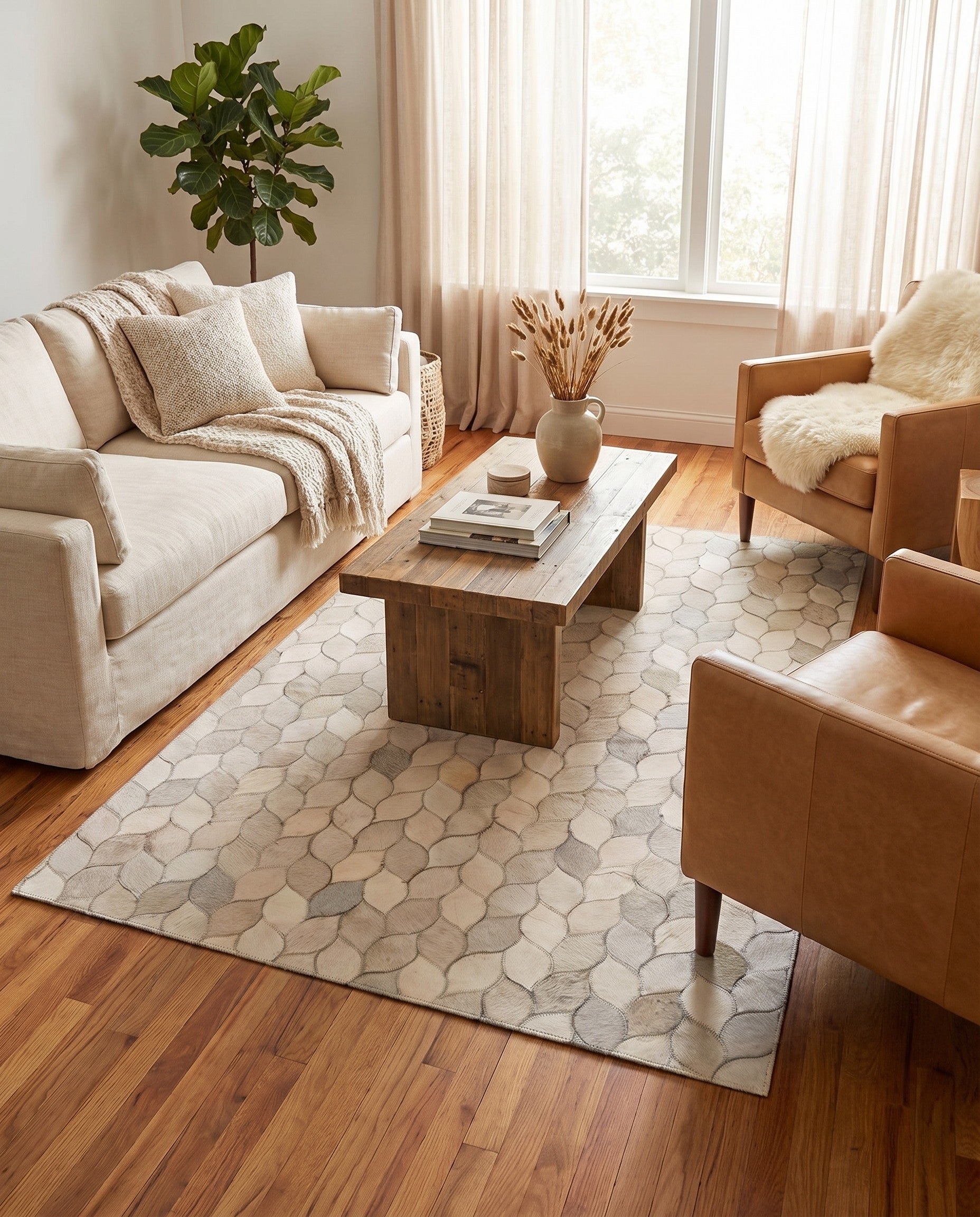 4' 1 x 6' Cowhide Stocks Rug