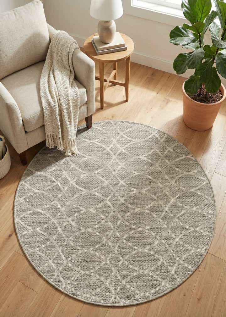 4' x 4' Easy-Clean Lattice Indoor / Outdoor Round Rug