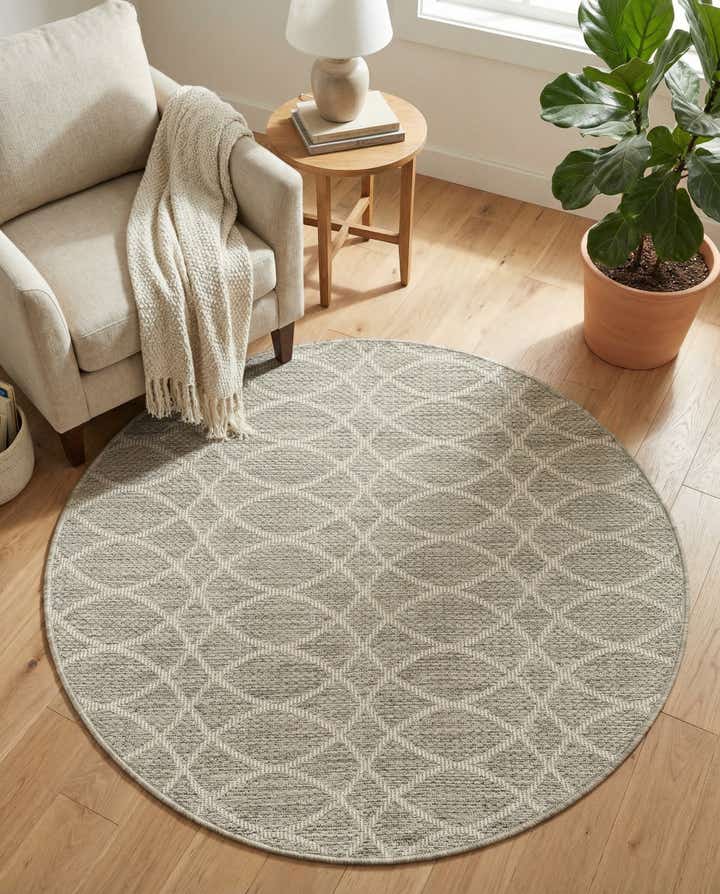 4' x 4' Easy-Clean Trellis Indoor / Outdoor Round Rug