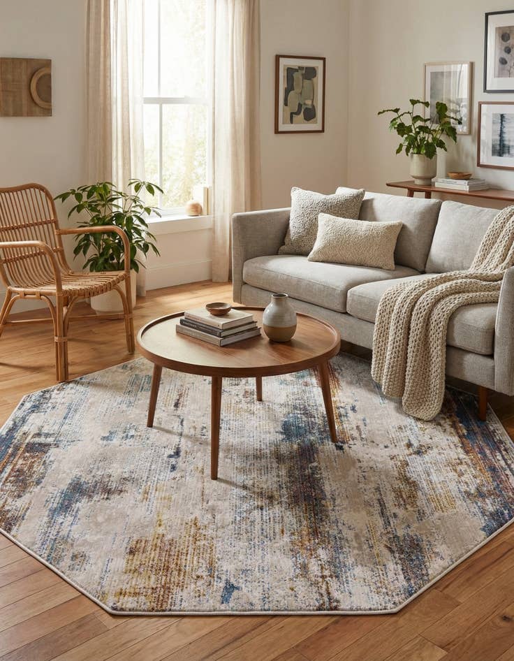 Detail image of 5' 3 x 5' 3 Deepa Octagon Rug