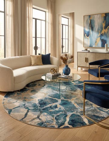 Navy Blue Gossamer Round Rug