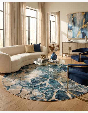 Navy Blue Gossamer Round Rug