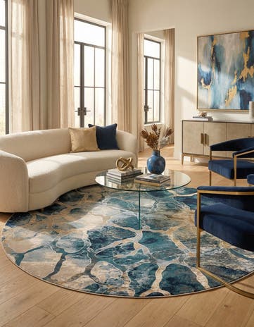 Navy Blue Gossamer Round Rug