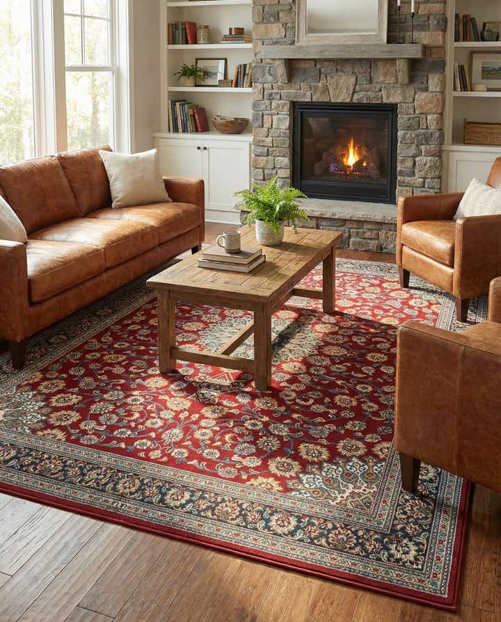 9' x 12' Easy-Clean Traditional Indoor / Outdoor Rug