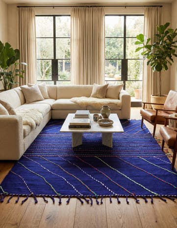 6' 9 x 9' 9 Hand Knotted Moroccan Wool Rug