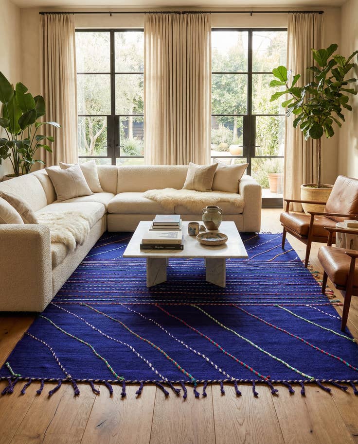 Detail image of 6' 9 x 9' 9 Hand Knotted Moroccan Wool Rug